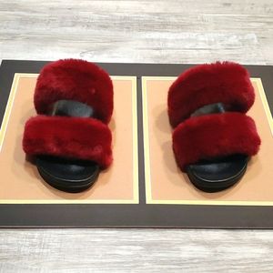 Burgundy Dreamer Faux Fur Slide